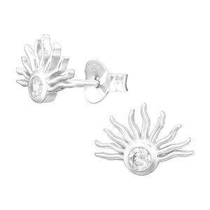 Sterling Silver CZ Sun Earrings